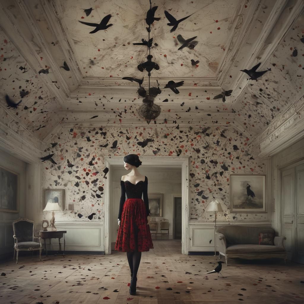 Ethereal Surrealism: Star Map Country House with Enigmatic G...