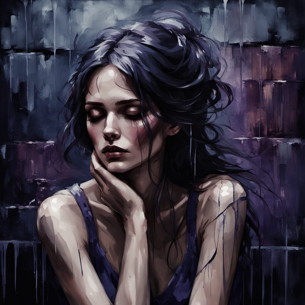 A Haunting Portrait of Despair in Dark Romanticism Style