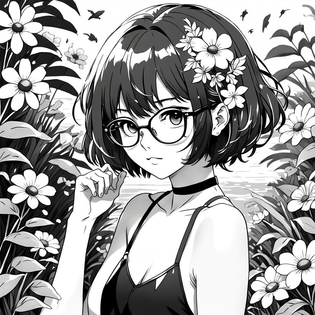 Woman in Bathing Suit, 80s Anime Style