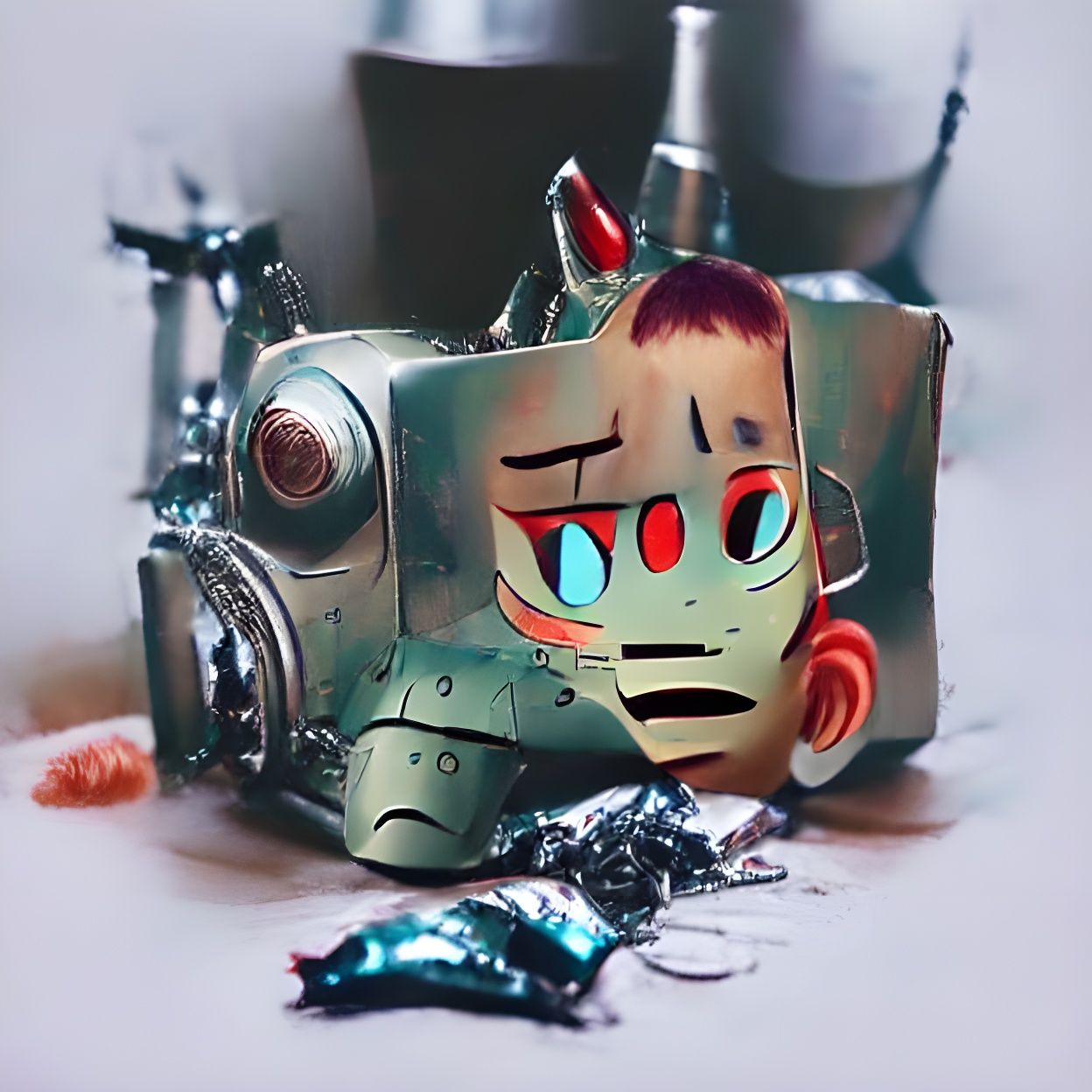 Sad Robot Boy: A Metallic AI in Distress