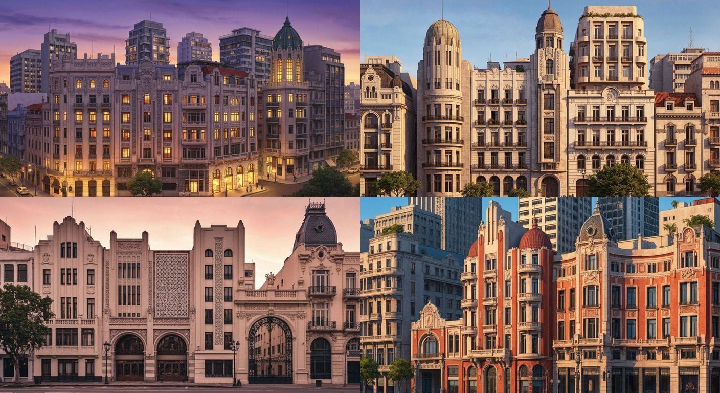 Montevideo Cityscape Art Deco Belle Epoque Fusion