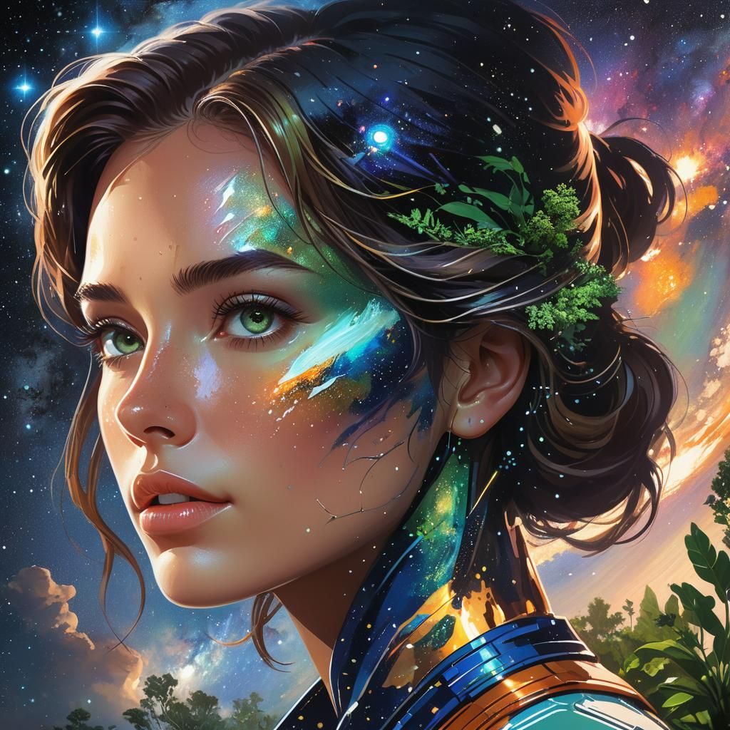 Celestial Woman: Universe and Earth Concept Art