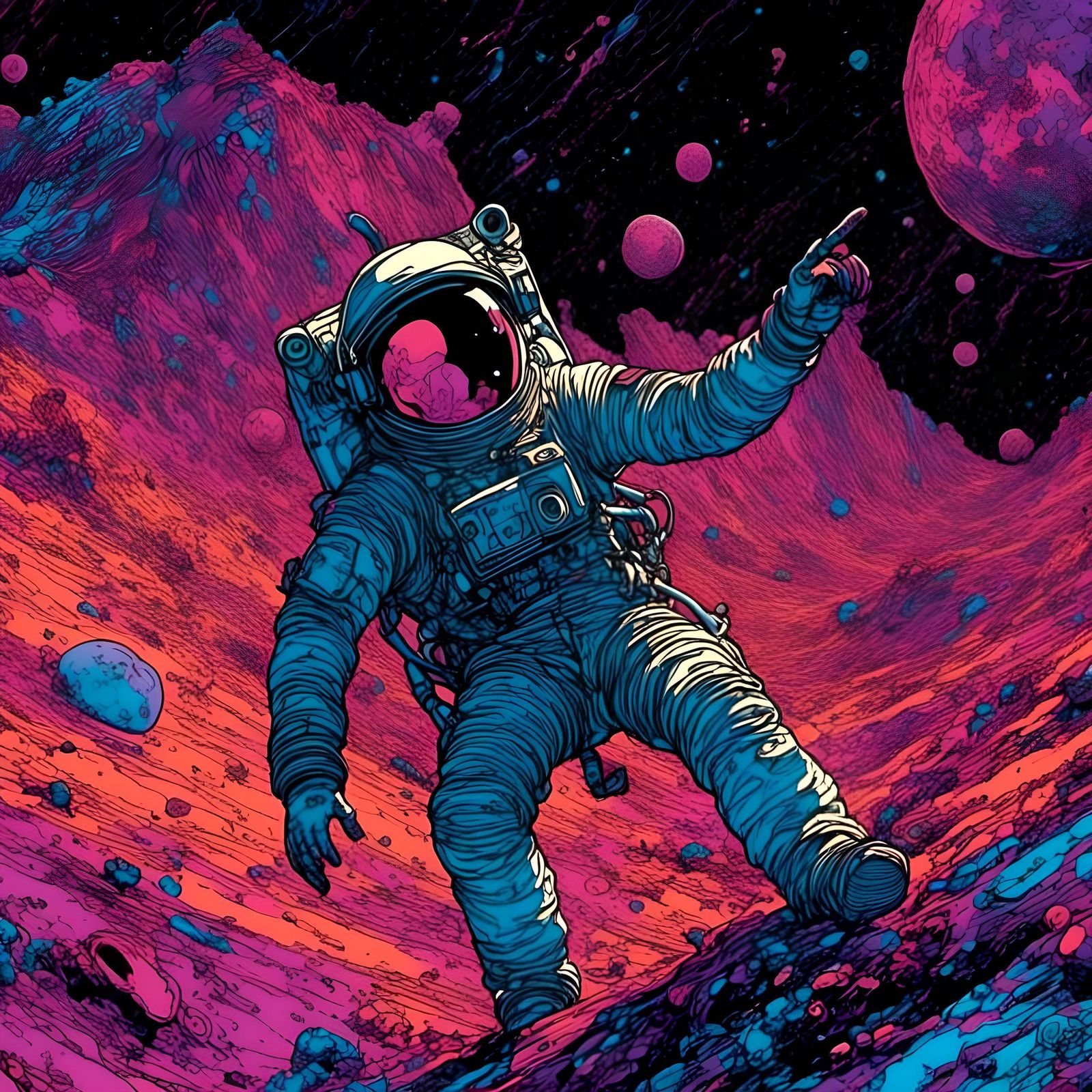 Astronaut at Point of No Return with Thermal Vision