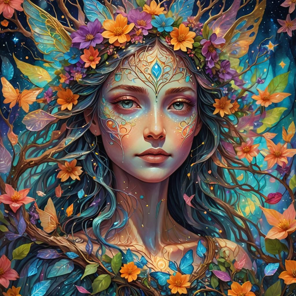 Mother Earth as Tree of Life with Fairies