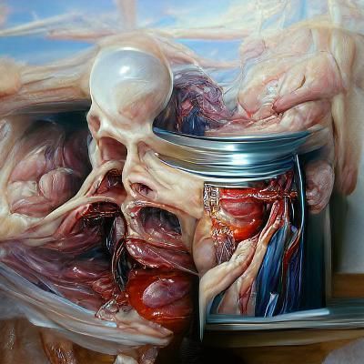 Surreal Organs Displayed in Oil Painting Style
