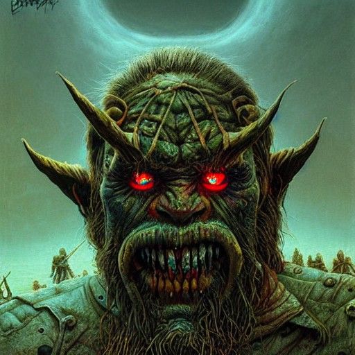Orc Warlord Selfie in Surreal Horror Style