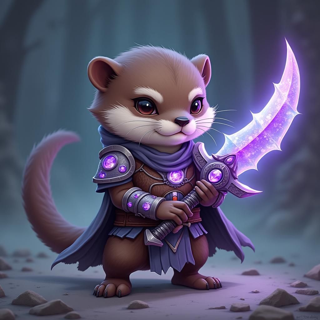 Chibi Otter Warrior with Crystalline Dagger
