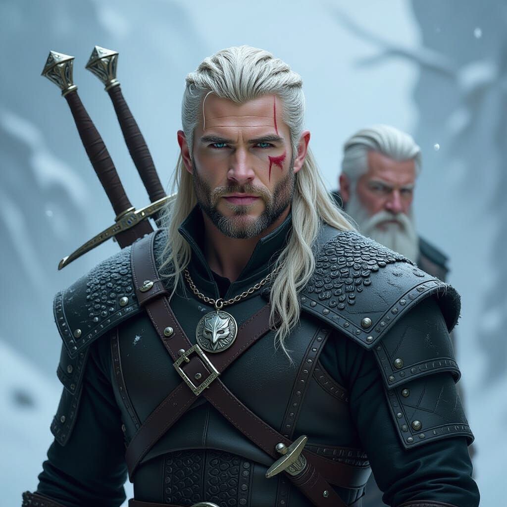 Geralt of Rivia and Vesemir: Dark Fantasy Portrait