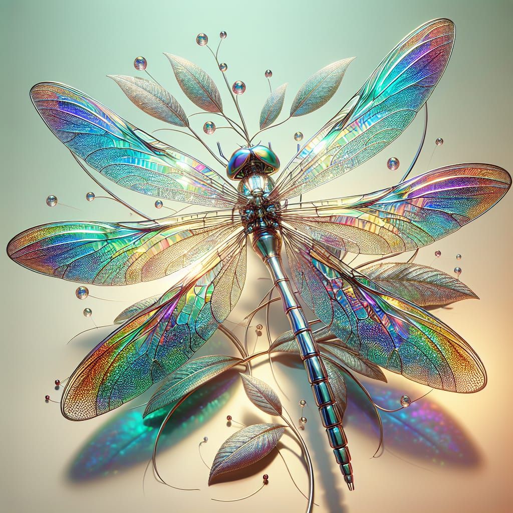 Vibrant Iridescent Dragonflies in a Serene Green Haven