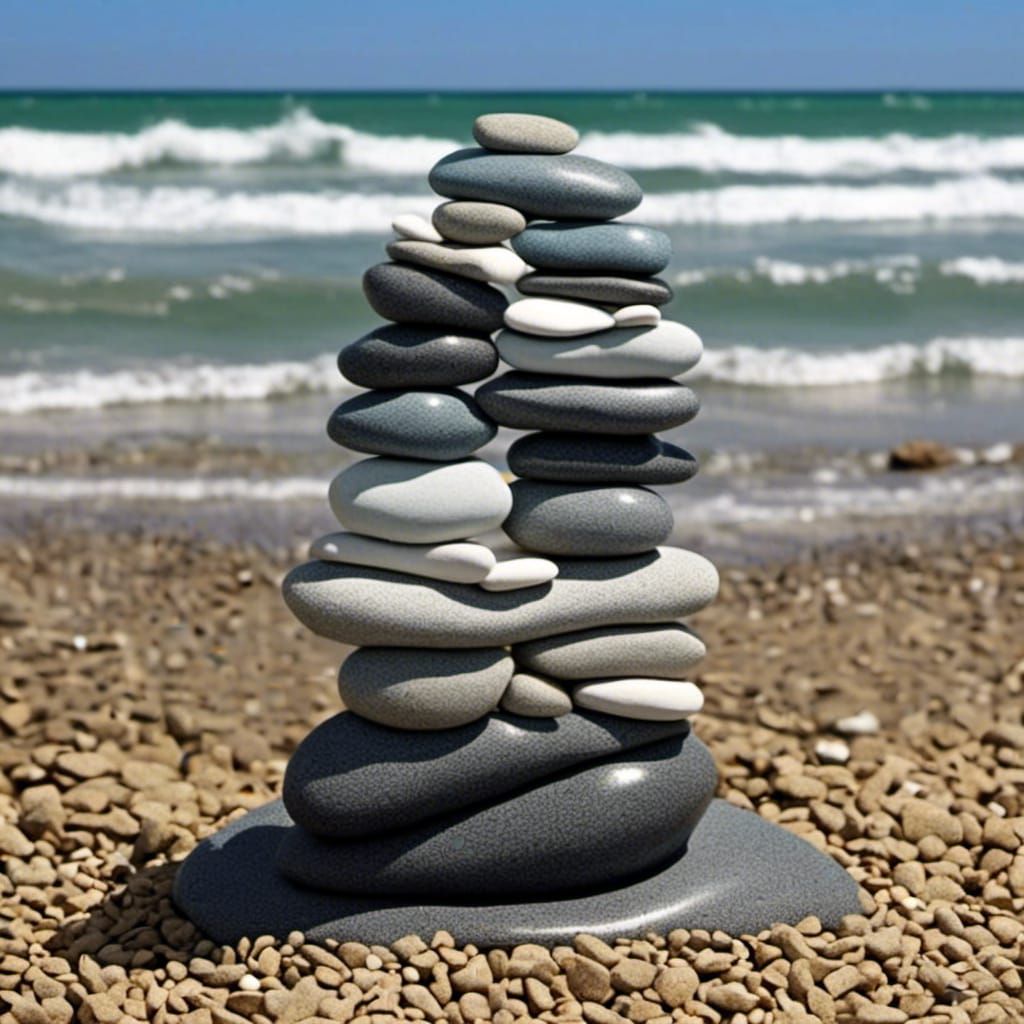 Black Beach Pebble Art Composition