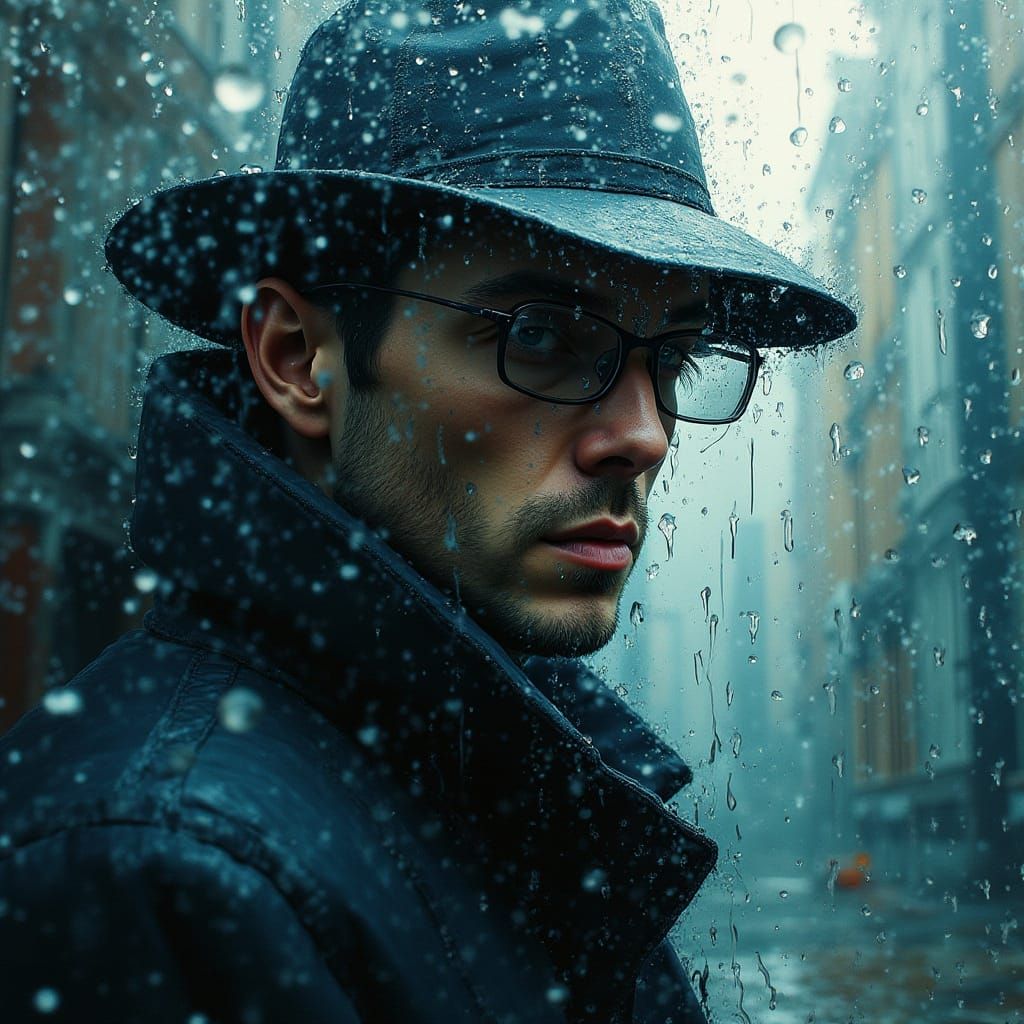 Distorted Reflection of a Skilled Detective in Impasto Oil P...