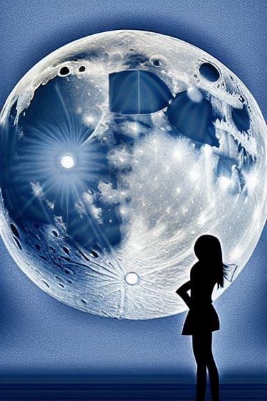 Mysterious Silhouette on Moonlit Ocean Beach