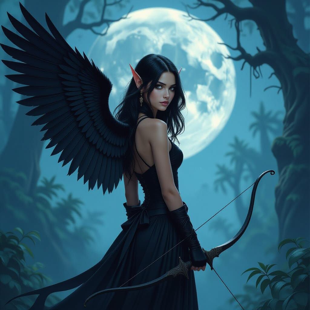 Teenage Fae in Dark Fantasy Forest