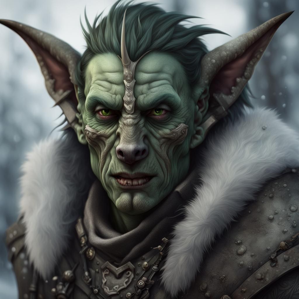 Goblin Warrior on Winter Wolf, Matte Painting