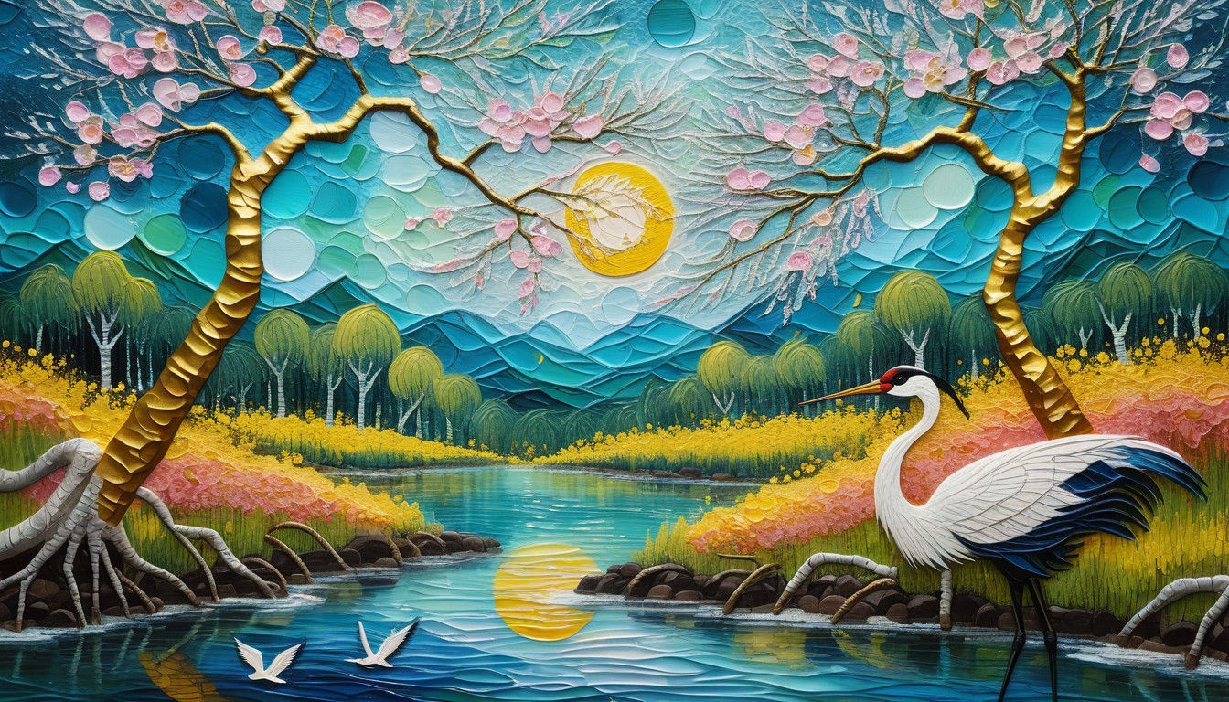 Swirling Impasto Textured Painting of a Peaceful Dutch Garde...