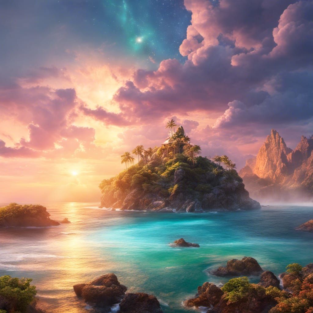 Cosmic Beach: Ethereal Fantasy Landscape in 8K