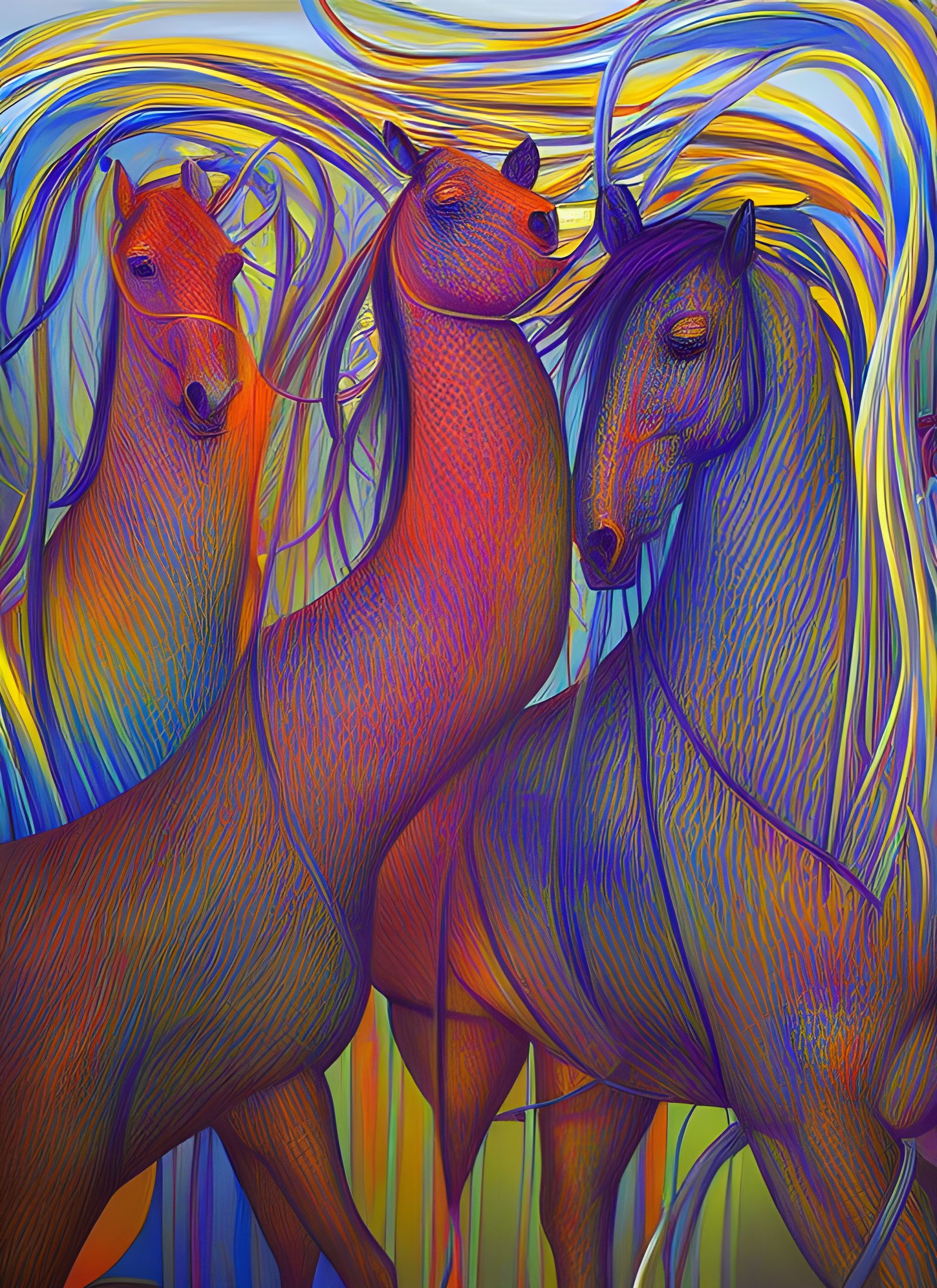 Opal Horses Sing Opera in Abstract Style