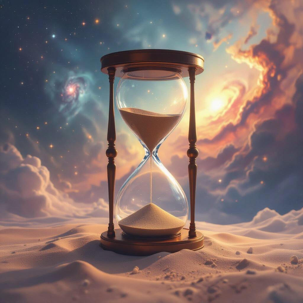 Cosmic Hourglass: Surreal Time Passage Through Nebulae