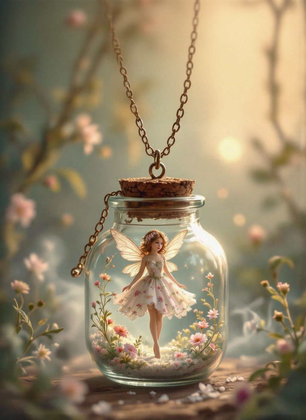 Ethereal Fairy in Glass Jar Pendant