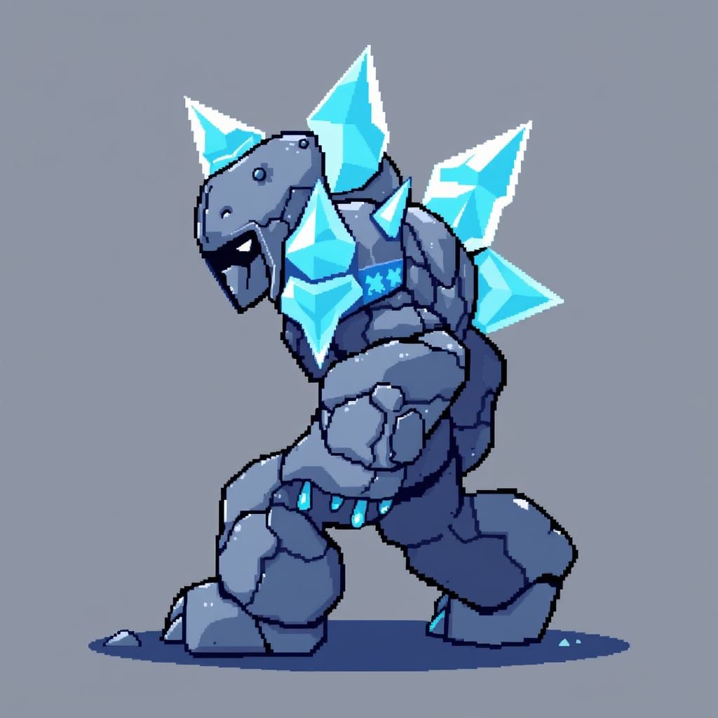 Ice Golem Pixel Art for 2D Platformer