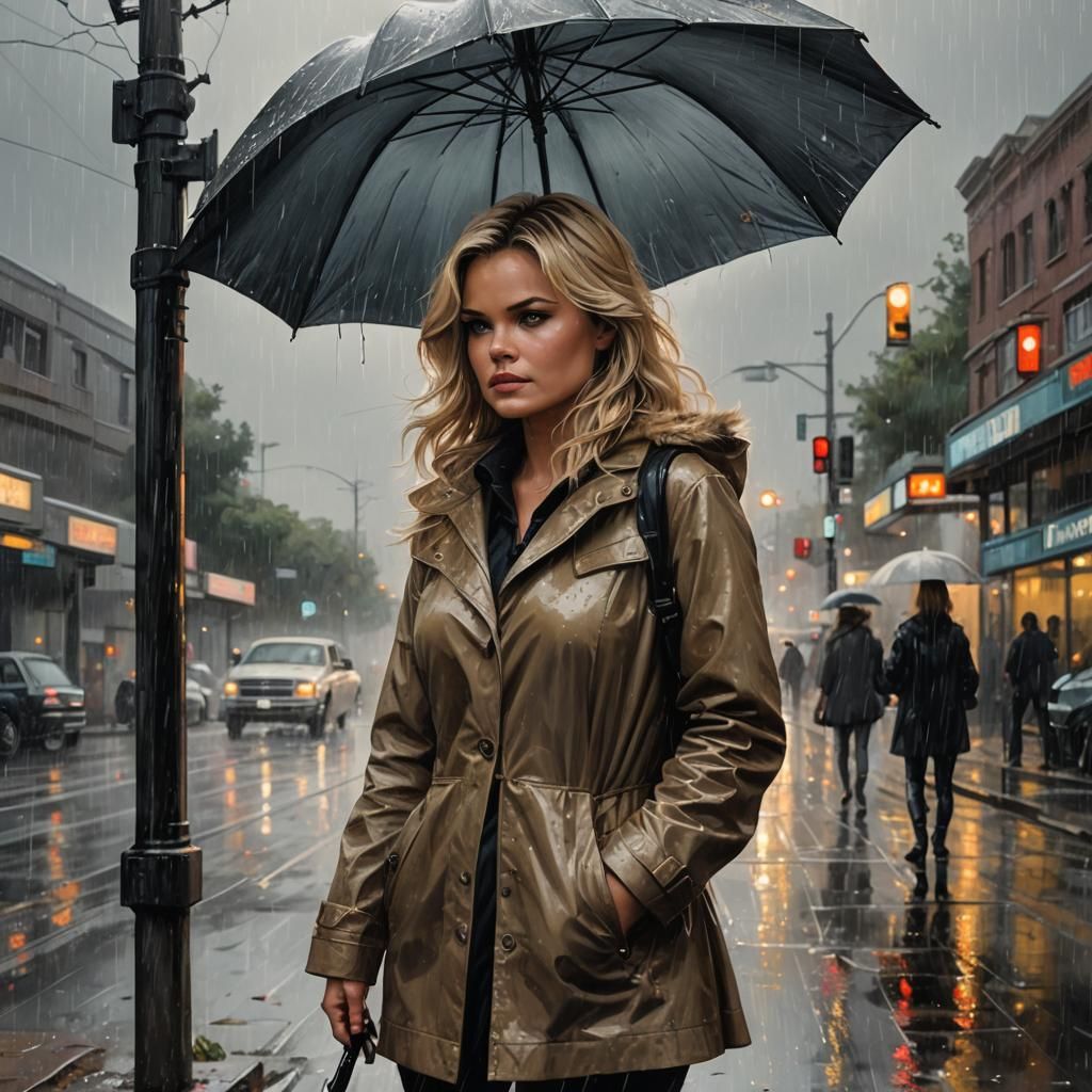 Rainy Bus Stop Illustration