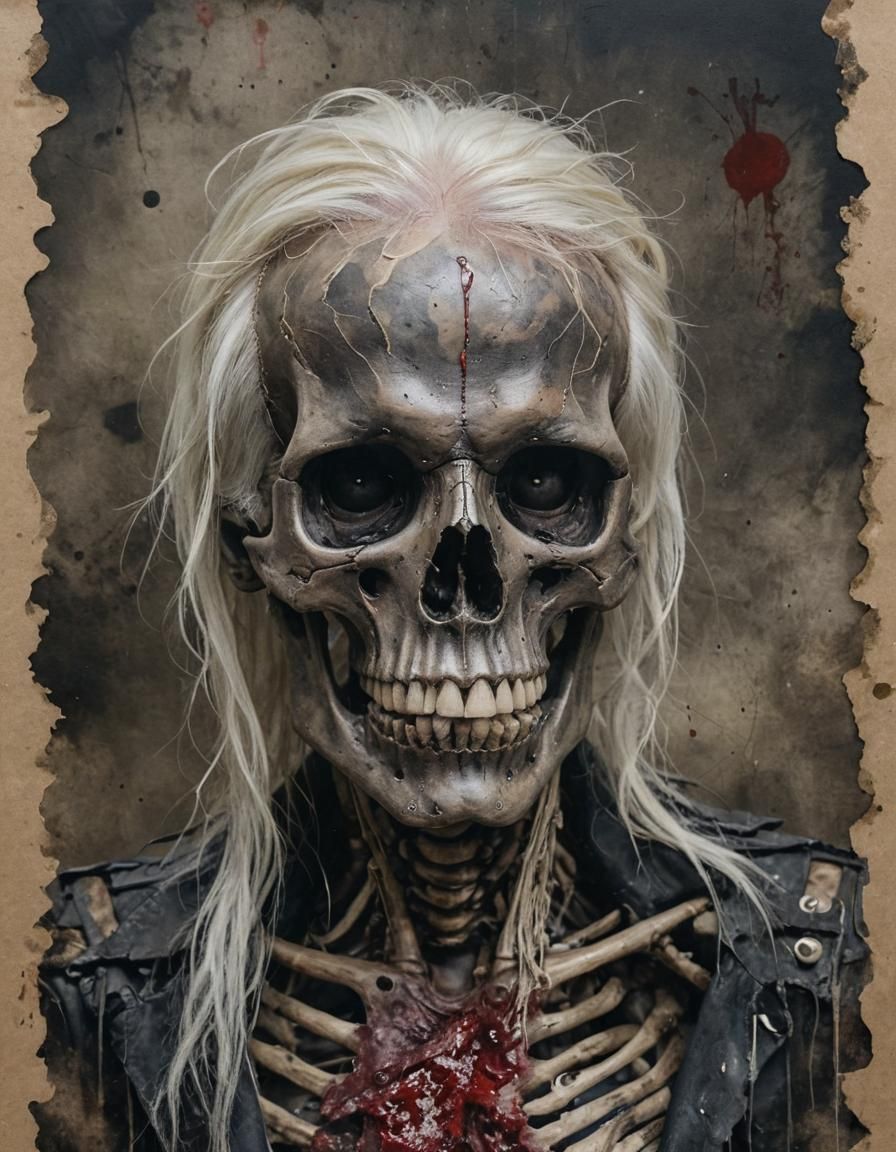 Blackened Skeleton Lord Portrait in Mixed Media Style