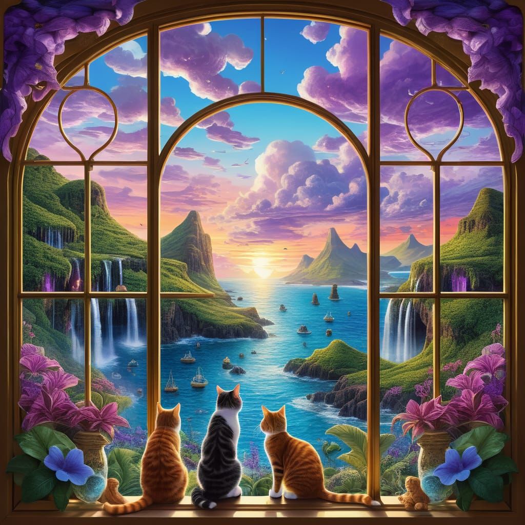 Whimsical Maximalist Fantasy Through a Majestic Glass Window