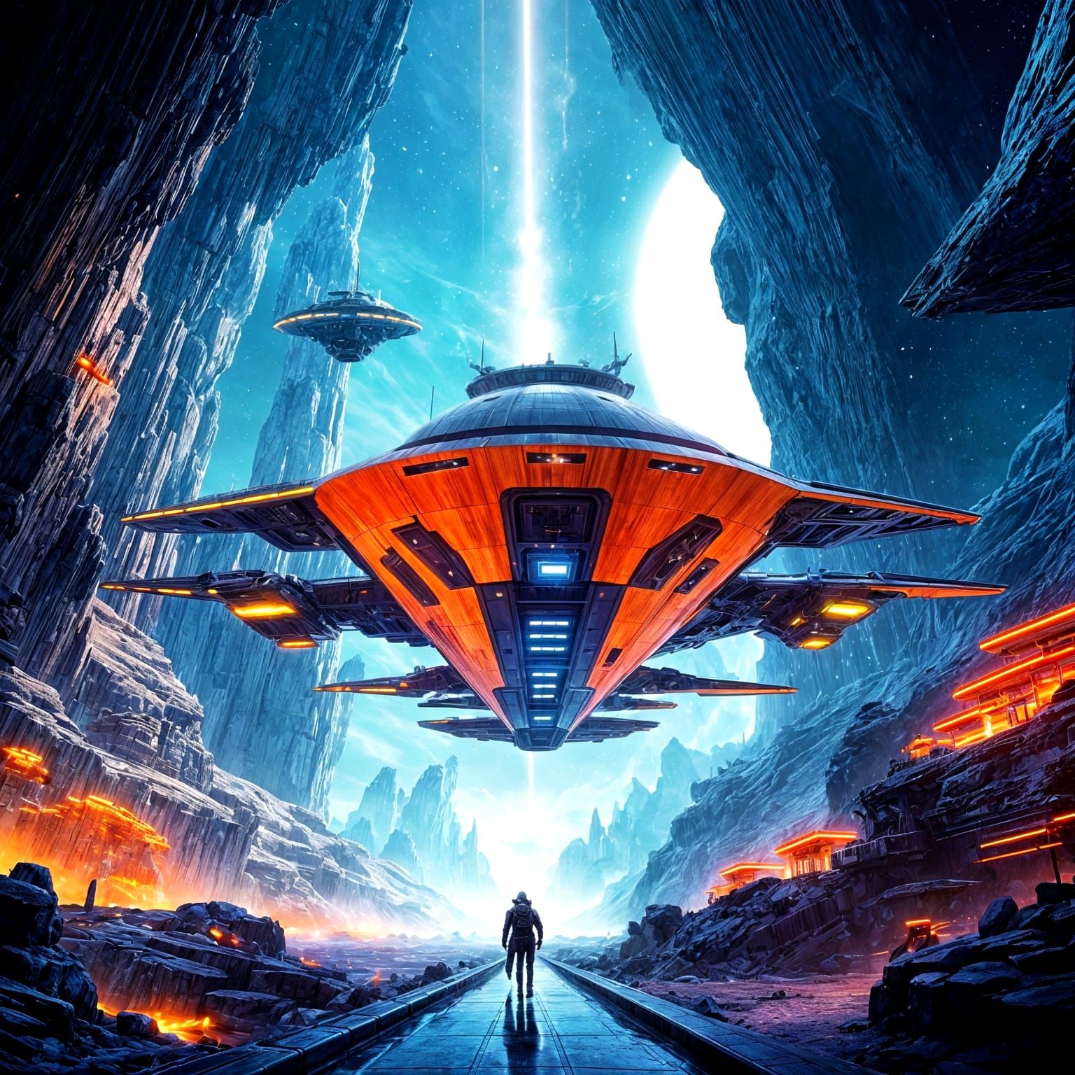 Futuristic Spacecraft Hurdling Through Time: Cinematic Conce...