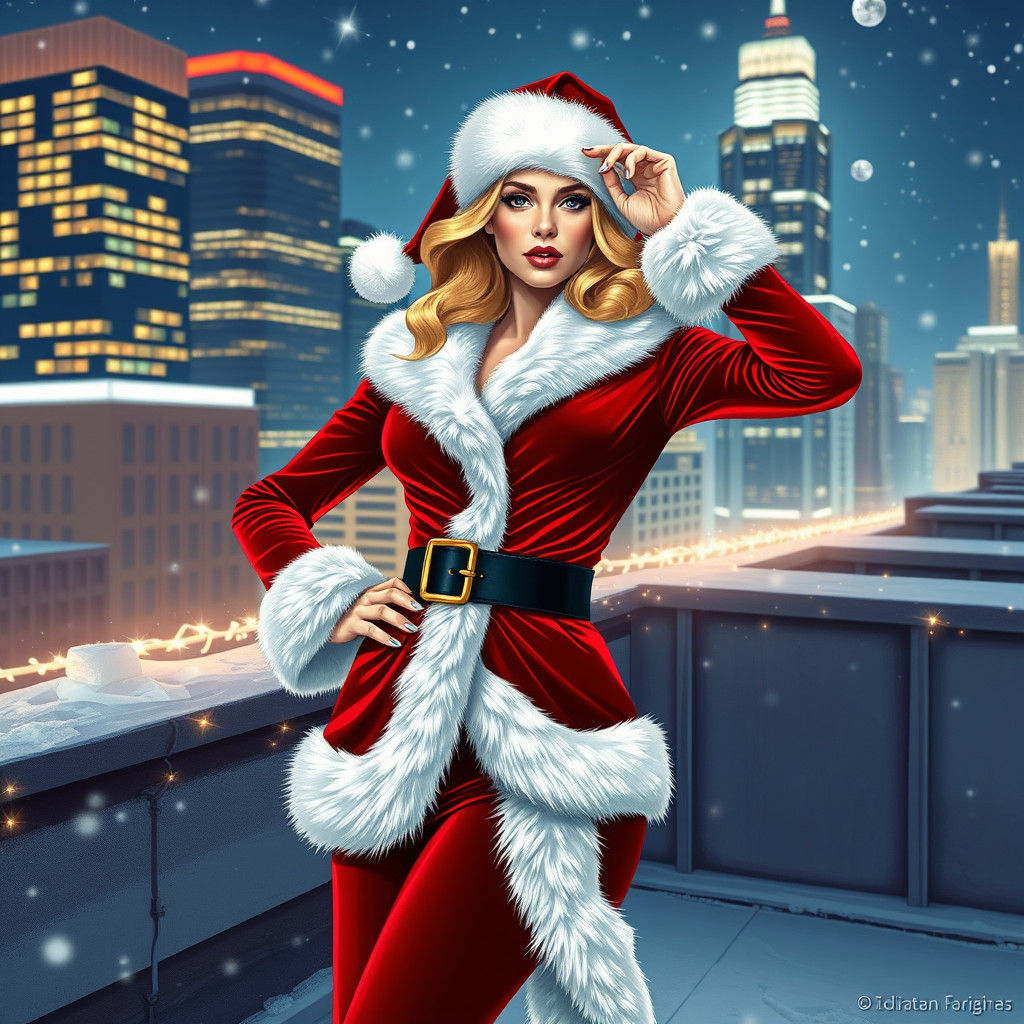Glamorous Female Santa Claus in Nagel Style