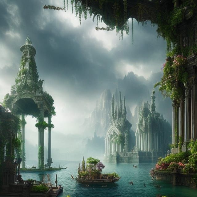 City of Atlantis: Circular Waterways and Floating Gardens
