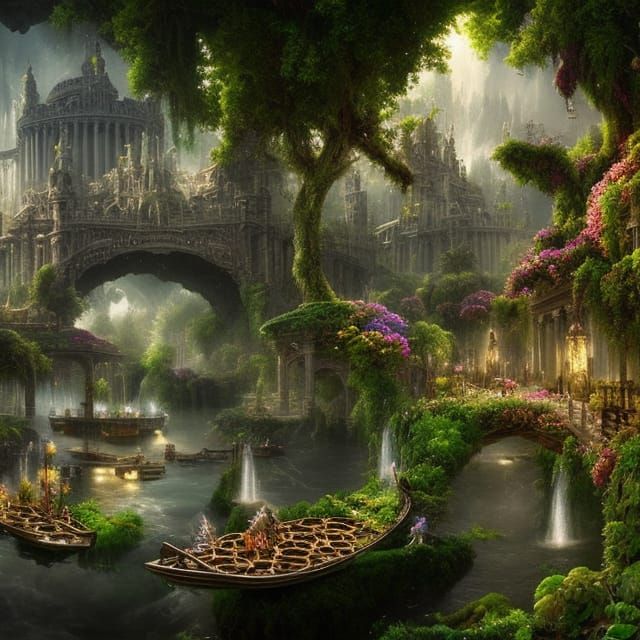 City of Atlantis: Divine Architecture and Floating Gardens