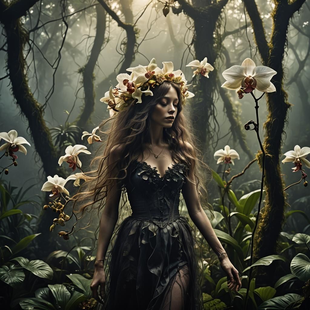 Enchanted Jungle Creature in Moody Macabresku Style