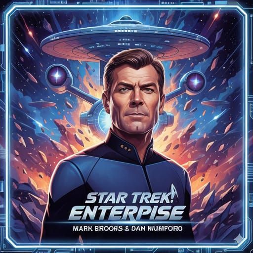 Futuristic Star Trek Enterprise Portrait in Comic Art Style