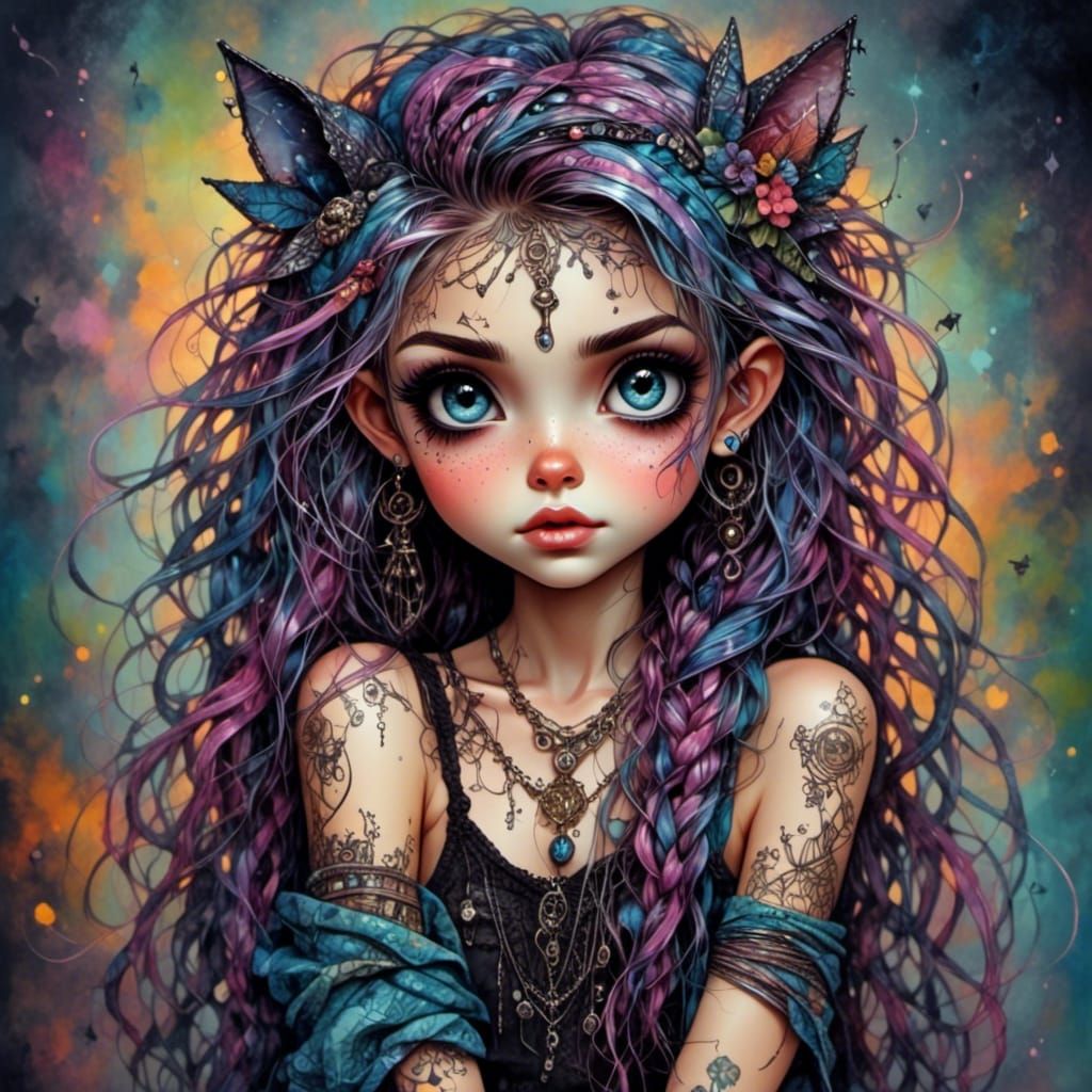 Creepy Punk Pixie Witch with Braids