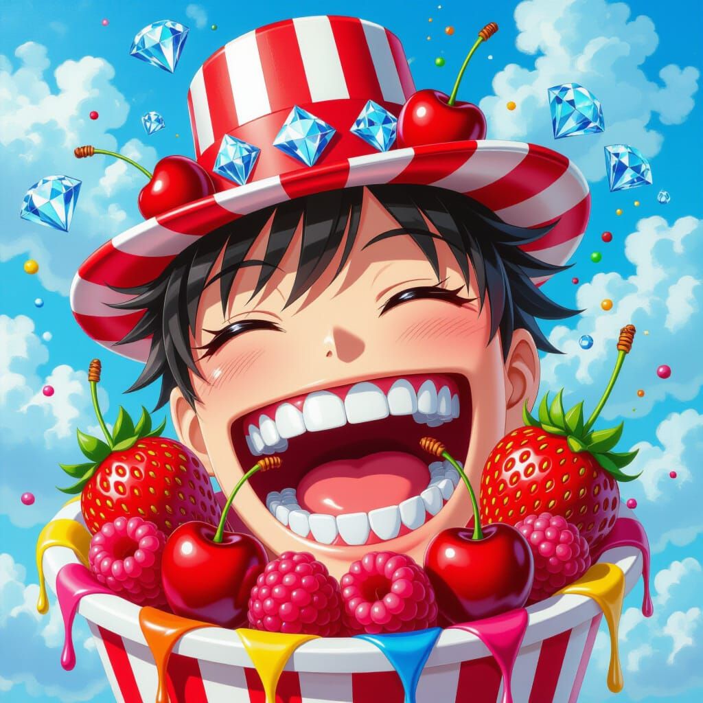 Strawberry Soda Bottle with Diamonds and Face in Graffiti St...