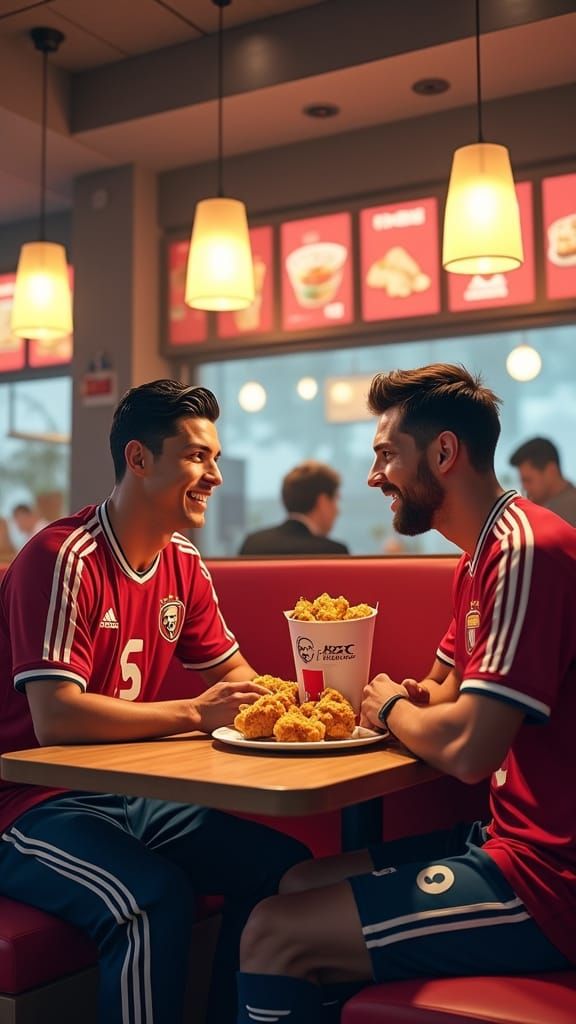 Soccer Legends Cristiano Ronaldo and Lionel Messi Enjoy KFC ...