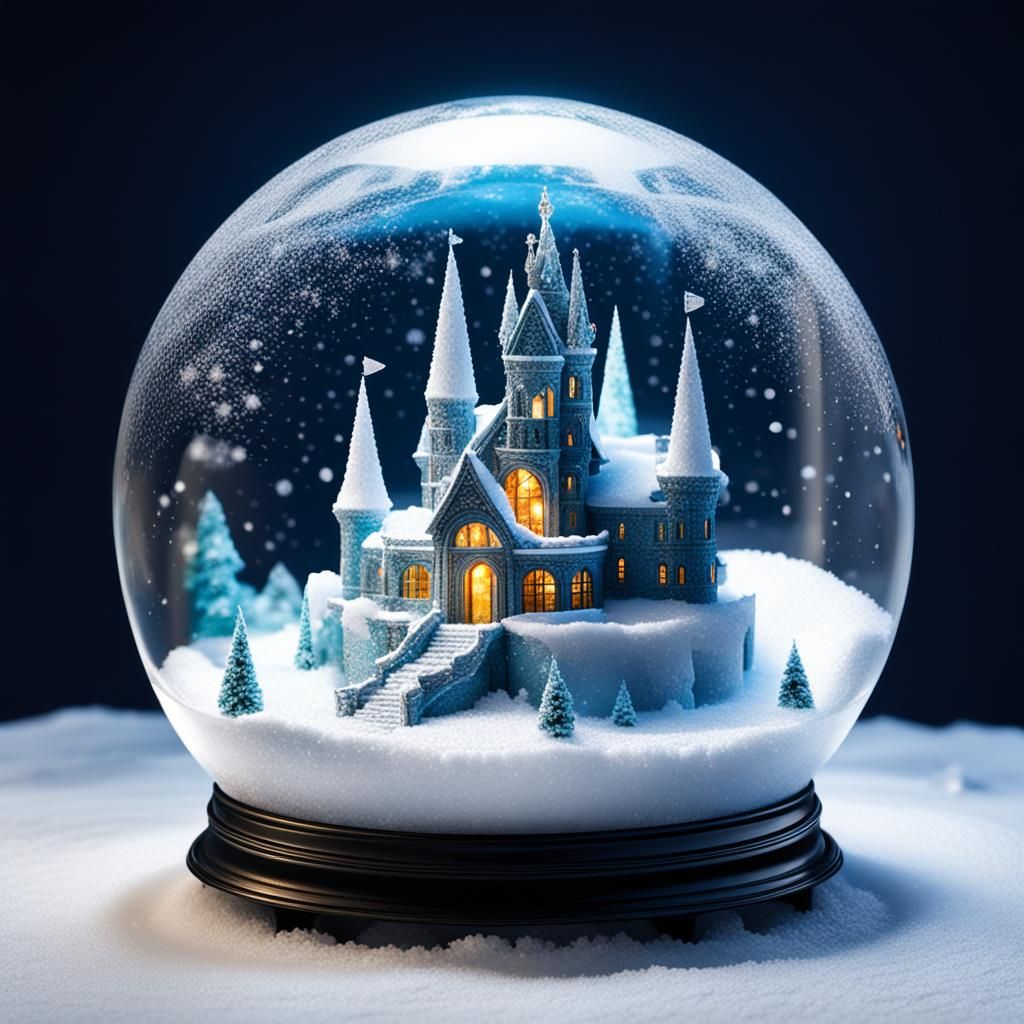 Crystal Castle Snow Globe Scene
