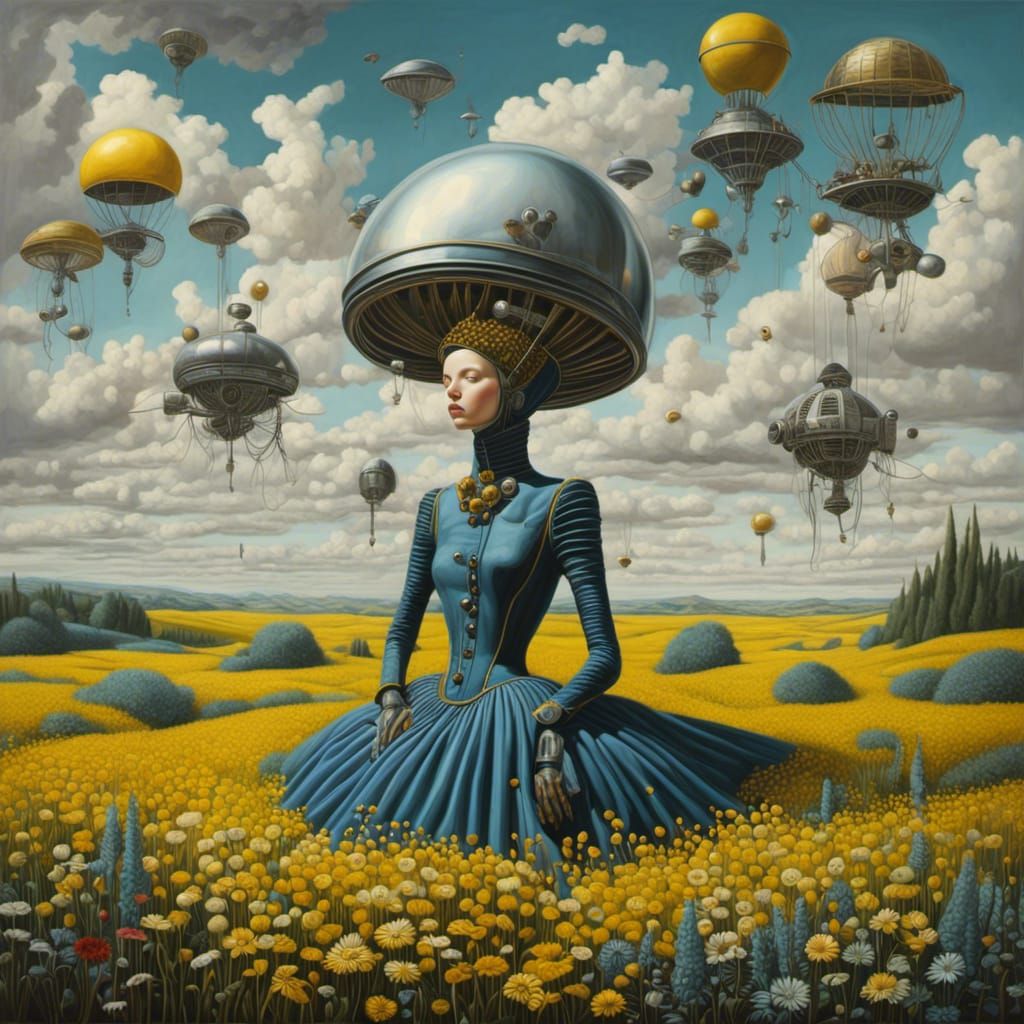 Robot's Eternal Dream: Surreal Illustration