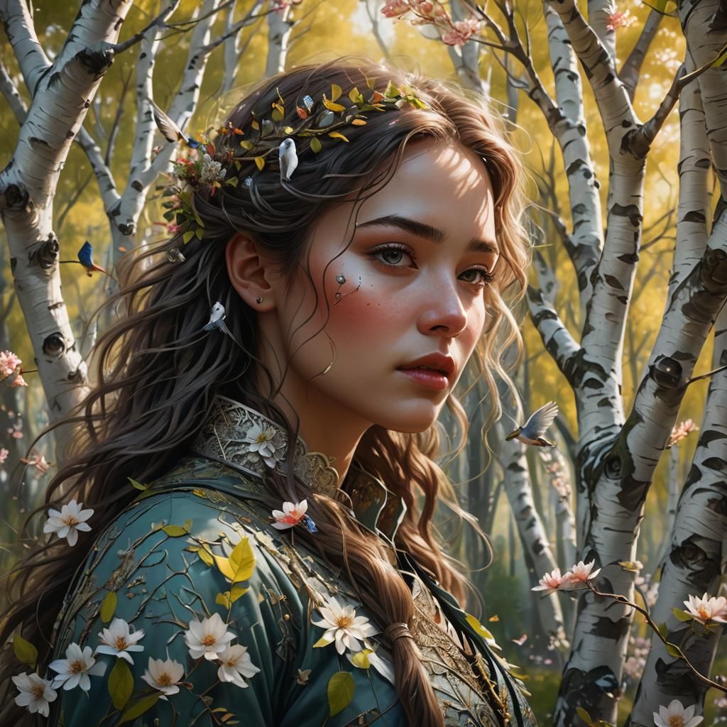 Ethereal Forest Girl Portrait in Detailed Digital Art