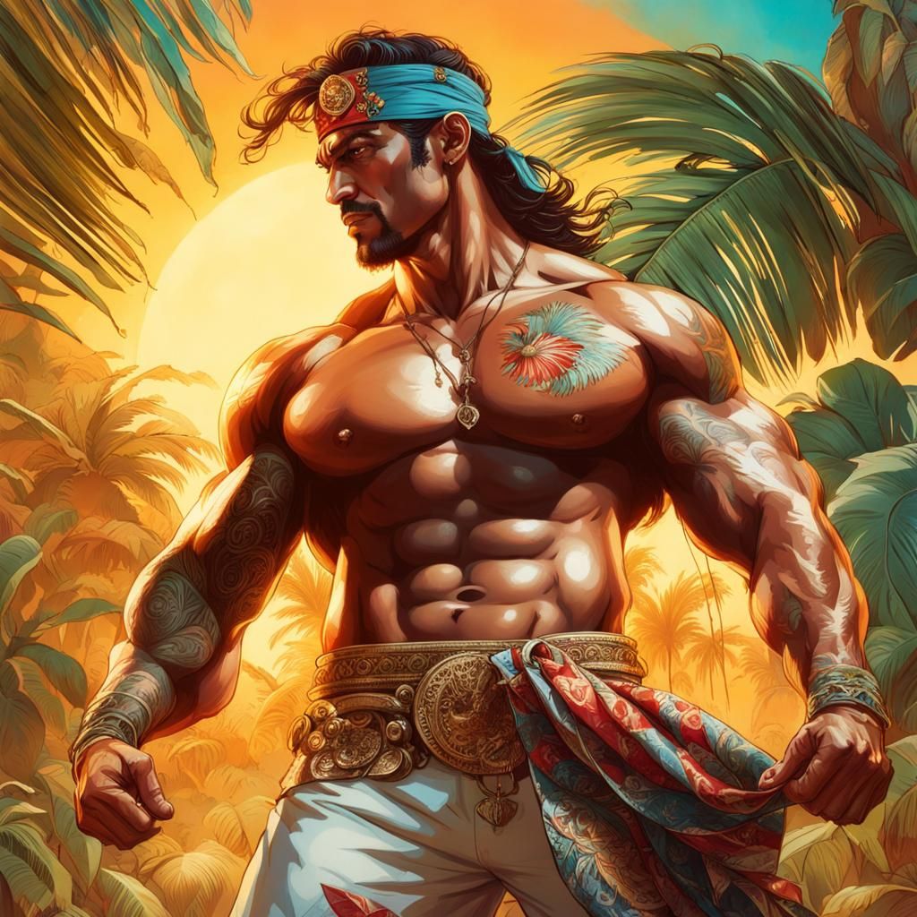 Muscular Rambo Dances Mambo in Cuban Clothes