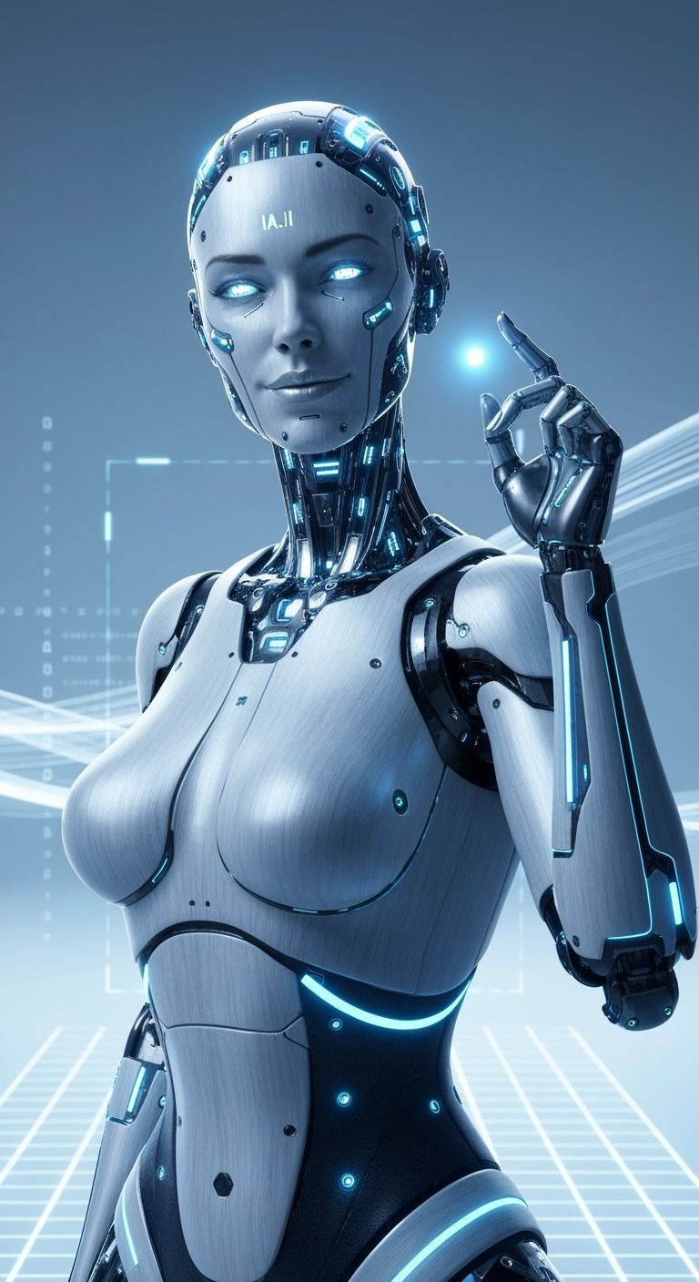 Futuristic AI Character in High-Quality Digital Illustration