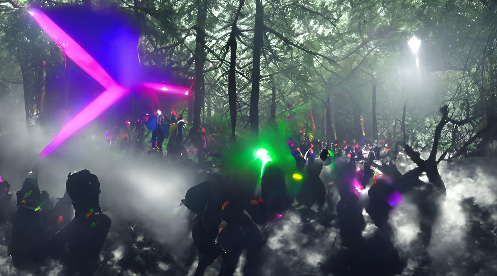 Cinematic Forest Rave with Neon Laser Lights
