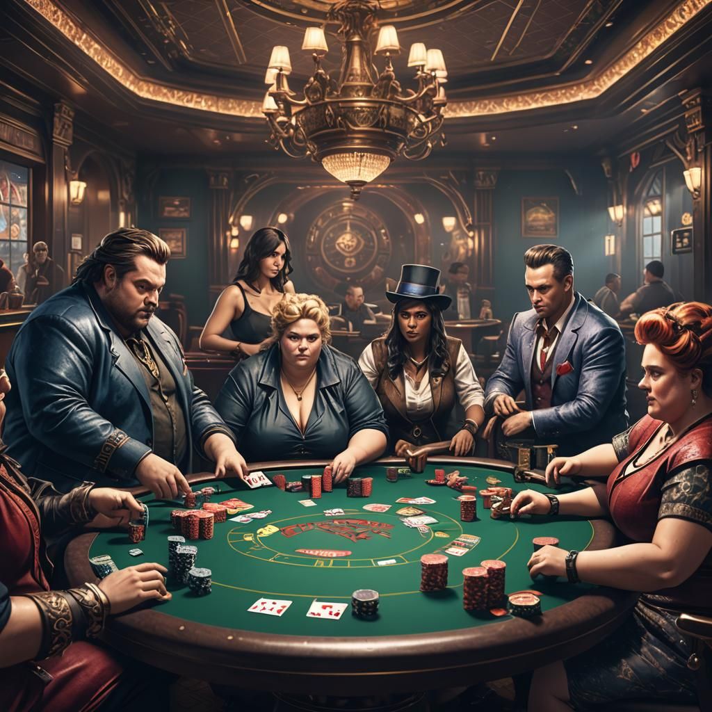 Poker Game with Detailed Fantasy Art Style