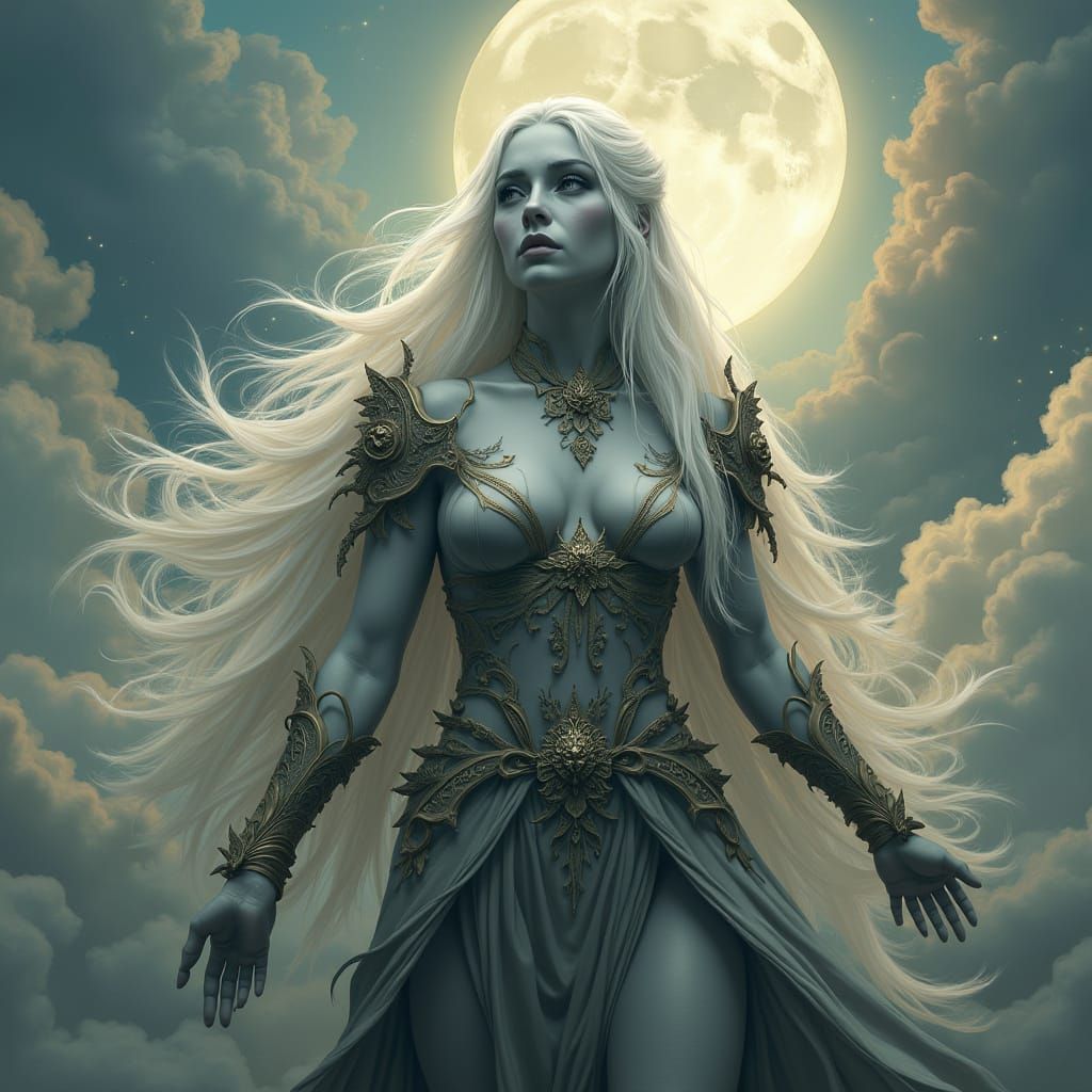 Ethereal Cloud Giant Druid in Hyperrealistic Style