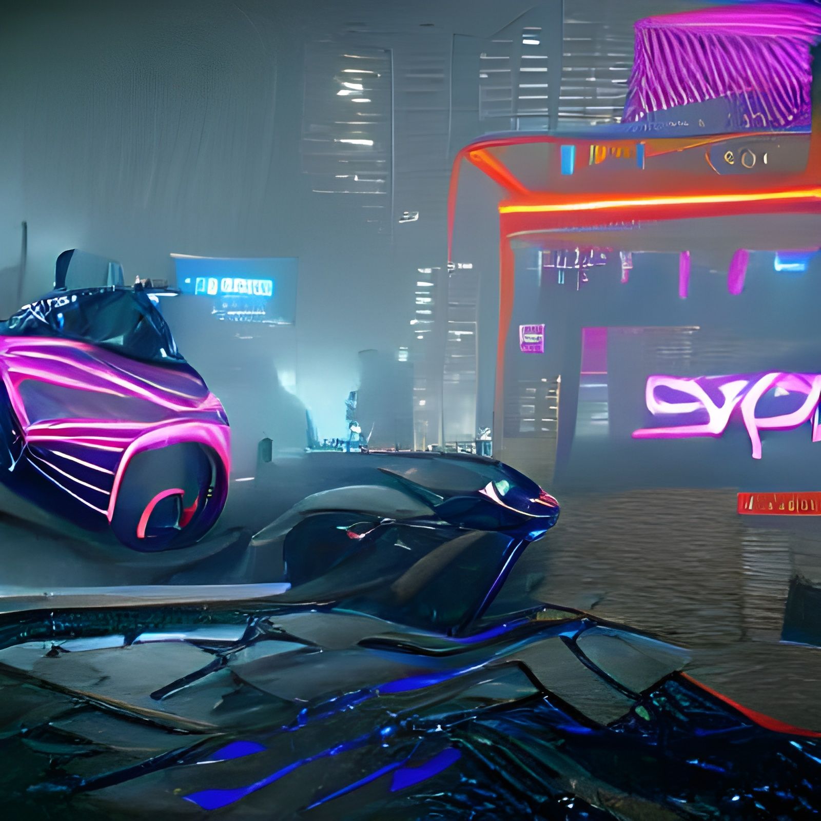 Hypercar in Neon Cyberpunk Cityscape