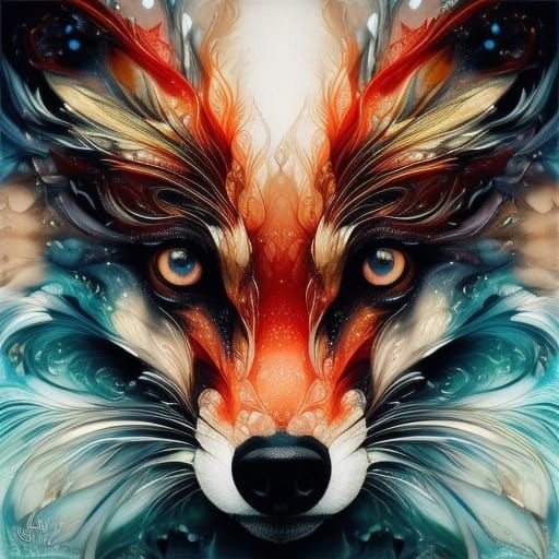 Adorable Chibi Fox in Detailed Gouache Style