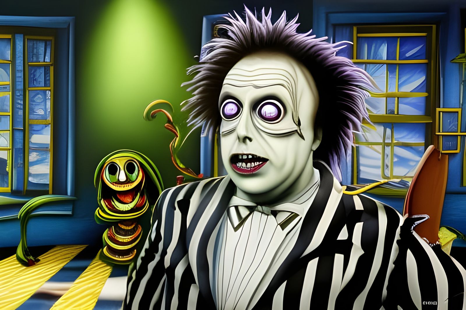 Beetlejuice in Tim Burton Style, 3D Cel Shading