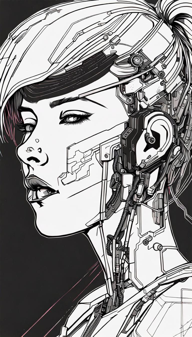 Cyberpunk Line Drawing
