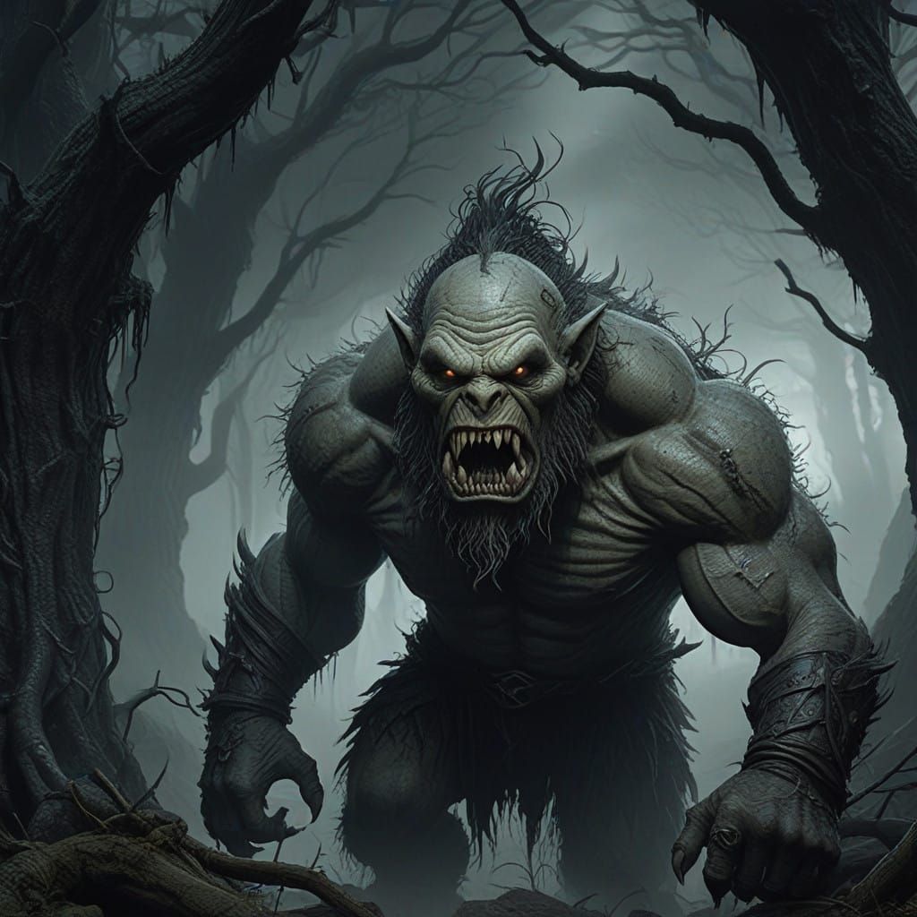 Grotesque Creature Emerges from Dark Fantasy World