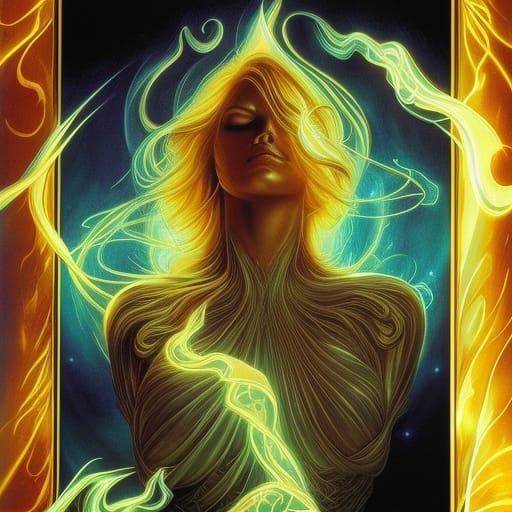 Golden Fluid Spirit Guides with Dreamy Light